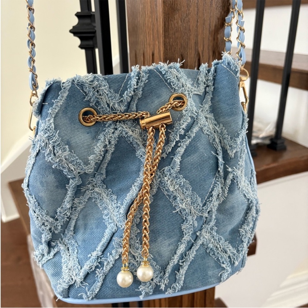Blue Denim Drawstring Women Bag